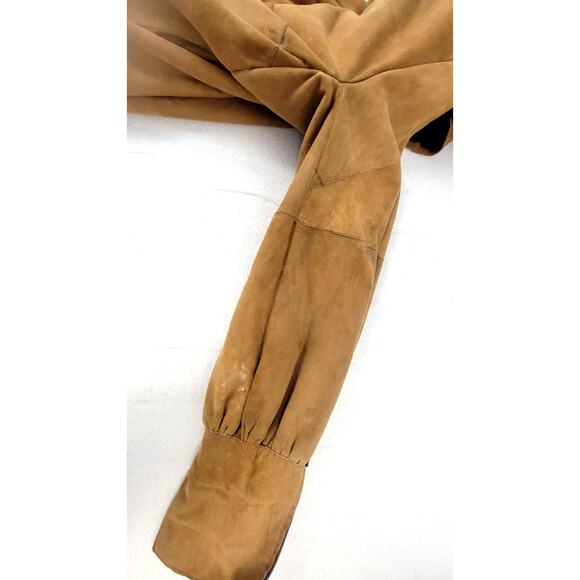 Vintage Jekel Paris Suede Leather Coat Full Real Fur Lining Long Boho Thrashed - Picture 13 of 16